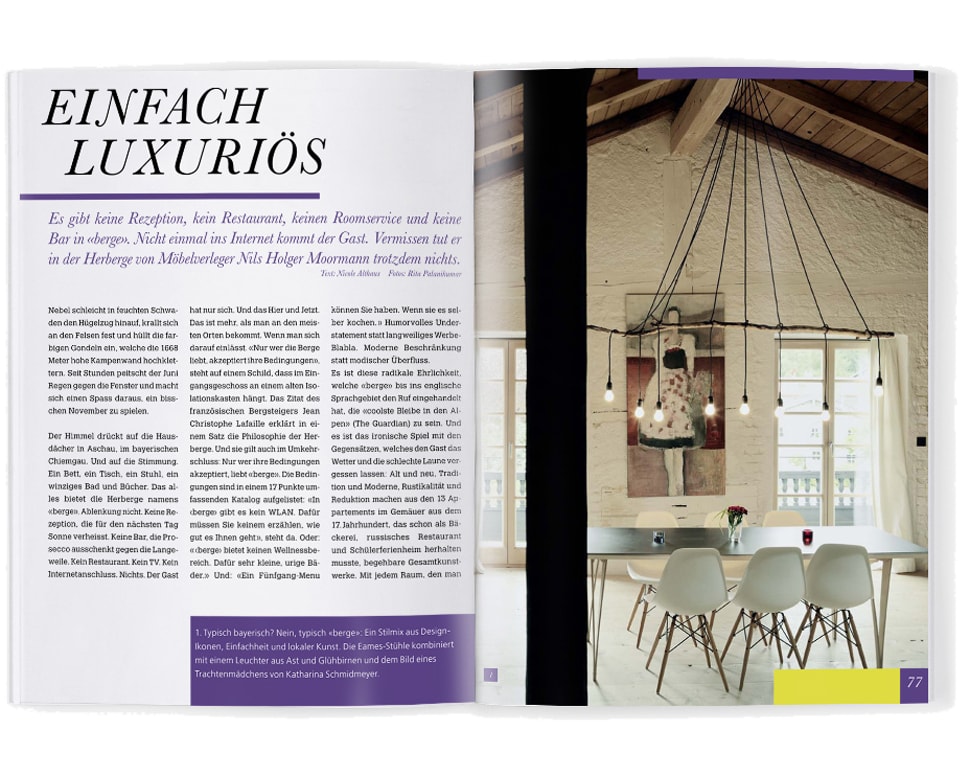 Gästehaus berge Presseartikel Design Buch Schweiz